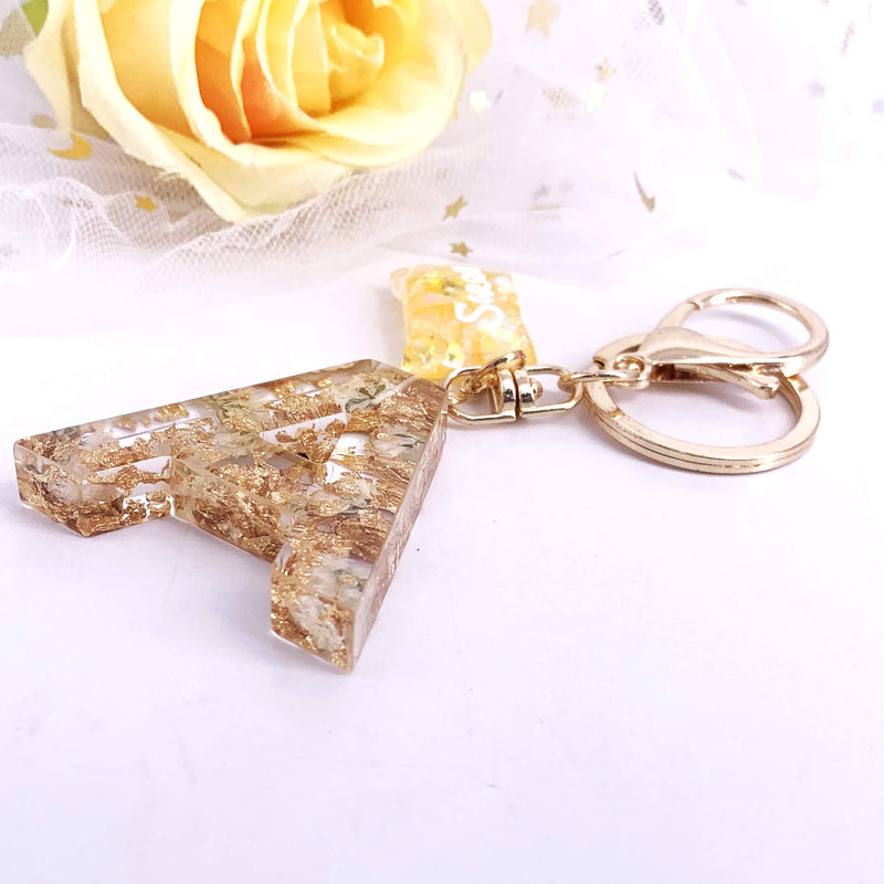 [Australia] - SELOVO Orange Flower Initial Keychain Letter Alphabet Sweet Bag Charm Key Chain A 