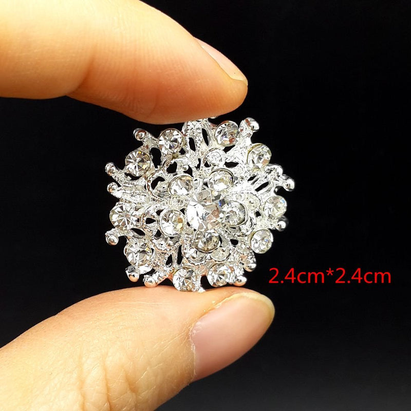 [Australia] - MEEJOA Lot 24pc Clear Rhinestone Crystal Flower Brooches Pins Set DIY Wedding Bouquet Broaches Kit 