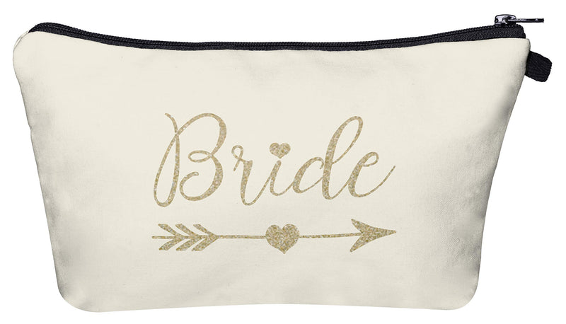 [Australia] - Bridal Shower Makeup Bag Sets - 1 Bride Bag 1 Maid of Honor Bag 1 Matron of Honor Bag and 5 Bridesmaid Bags Wedding Bachelorette Party Proposal Gifts Cosmetic Pouches for Women 8 PCS Black 