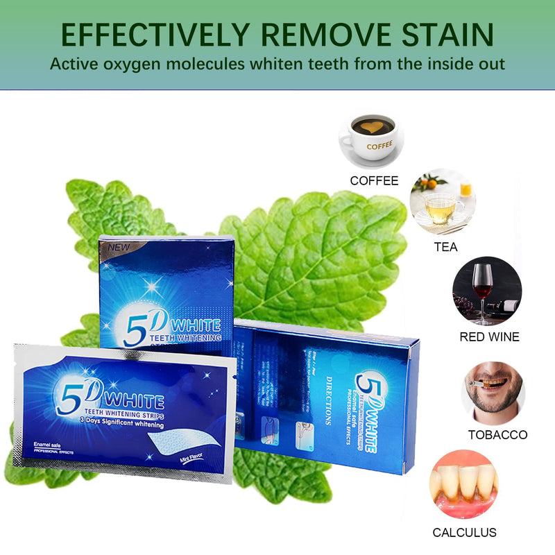 [Australia] - Teeth Whitening Strips, 28 Whitener Strips Effective Teeth Reduced Sensitivity White Strips, Clean Teeth Safely, Stains Remover for Coffee, Wine, Tobacco (14 Treatments) 