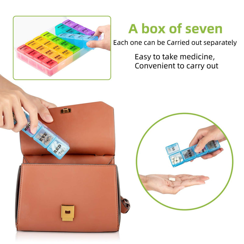 [Australia] - Mossime XL Weekly Pill Organiser 4 Times a Day, 7-Day Pill Box Organiser, Large Daily Dosette Box,7day Medication Organiser, Big Medicine Storage Box,Week Tablet Boxes Organiser for Vitamin 