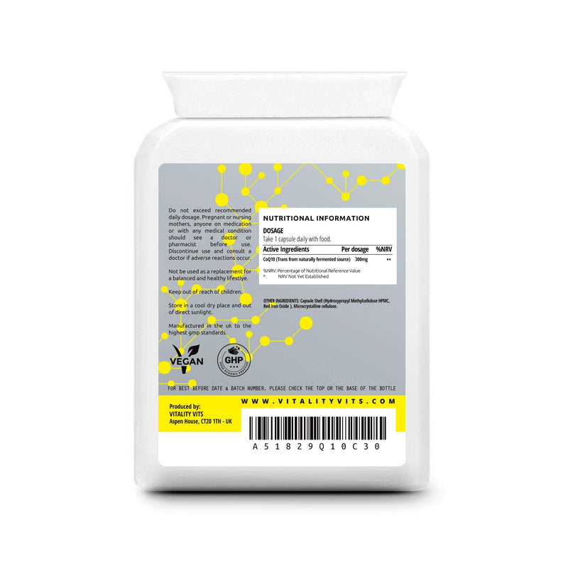 [Australia] - Co Enzyme CoQ10 30 Capsules 300mg - High Strength Trans Form - UK Made - GMP Quality (30s) 30 Count (Pack of 1) 