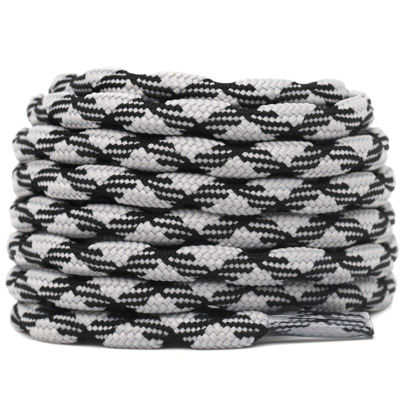 [Australia] - DELELE 2 Pair Round Wave Shape Non Slip Heavy Duty and Durable Outdoor Climbing Shoelaces Hiking Shoe Laces Shoestrings 39"Inch (100CM) 02 Light Gray&black 