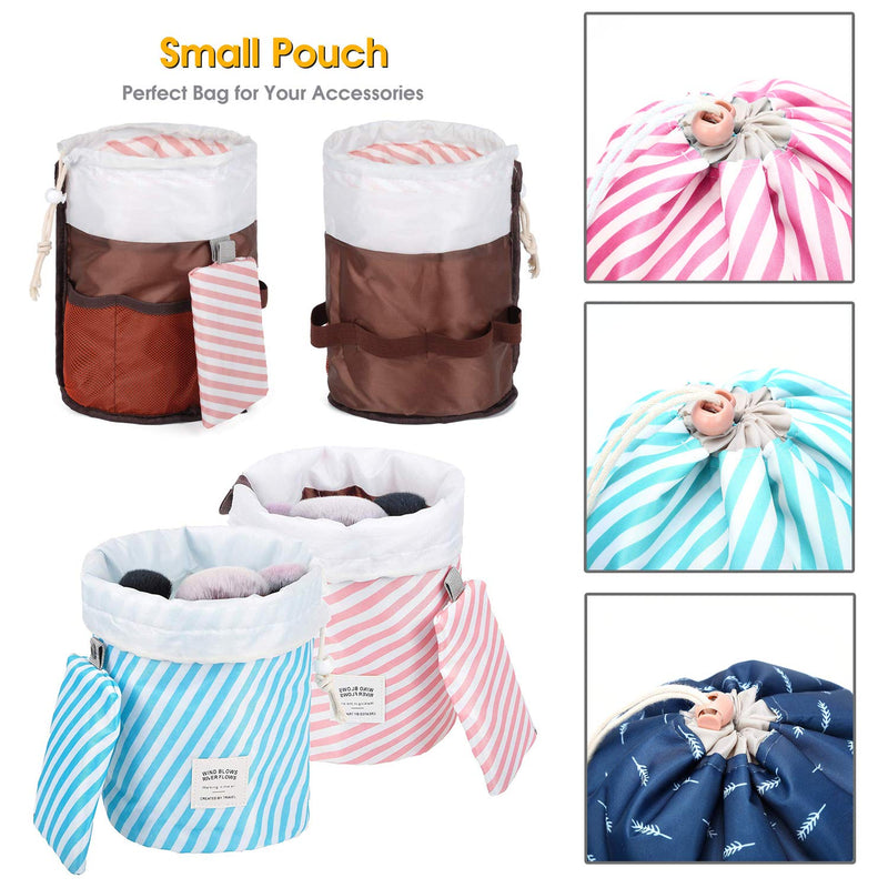 [Australia] - Counting Mars 4 Pieces Portable Drawstring Makeup Bag, Large Capacity Waterproof Cosmetic Bag for Home and Travel 