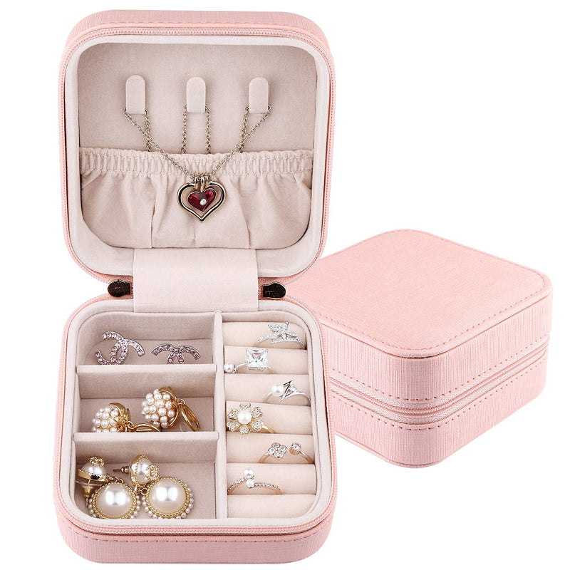 [Australia] - JIDUO Duomiila Small Jewelry Box, Travel Mini Organizer Portable Display Storage Case for Rings Earrings Necklace,Gifts for Girls Women (Pink-1) Pink-1 