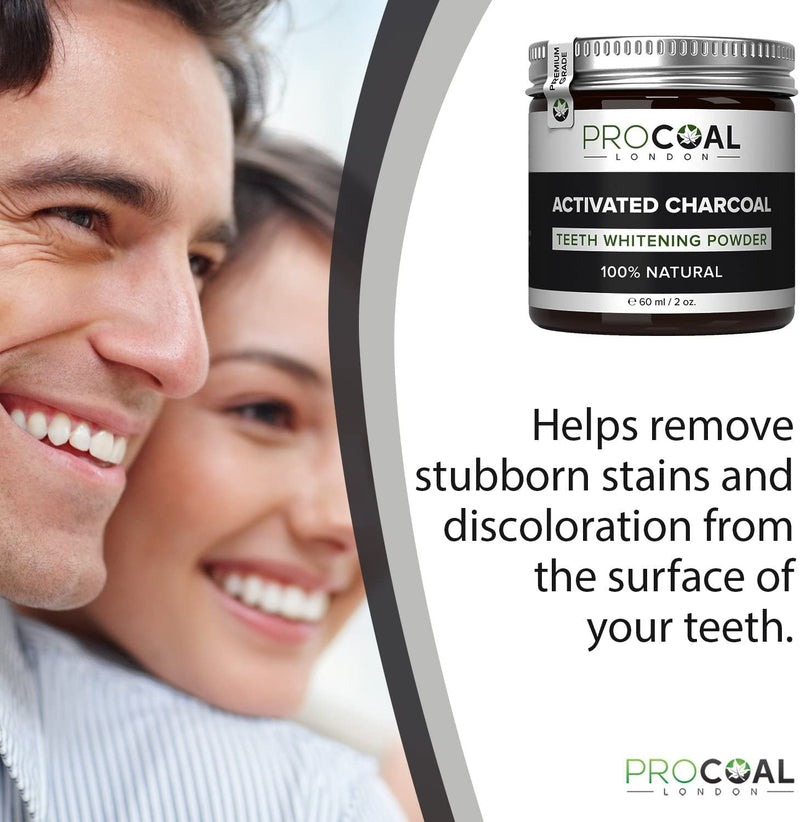 [Australia] - Activated Charcoal Teeth Whitening Powder by Procoal - 100% Natural Charcoal Teeth Whitening Toothpaste, Enamel-Safe, No Additives, No Fillers, No Artificial Flavour, Made in The UK 