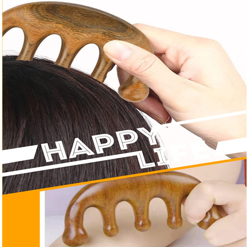 [Australia] - Juliyeh 2 Pcs Sandalwood Handmade Massage Comb Wide Tooth Comb Scalp Massage Comb for Hair Care Massage, brown 