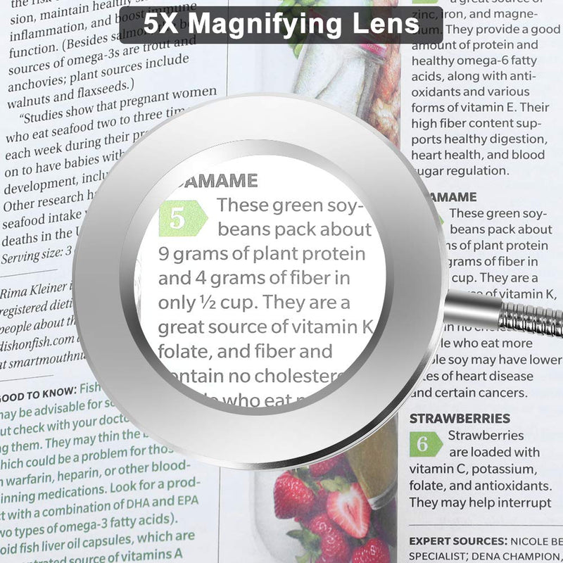 [Australia] - Magnifying Glass with Light and Stand, 5X 2.76 Inch Lens 24 LED Lights 3 Color Modes Magnifier for Circuit Boards, Repairing, Crafts, Reading, Sewing, Artwork 