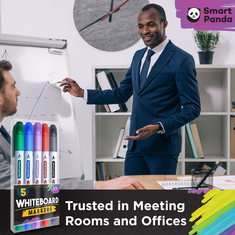 [Australia] - 5 Whiteboard Markers by SmartPanda – Dual Tip, Medium and Fine – Dry Wipe, Perfect for Home, School or Office - 5 Set 