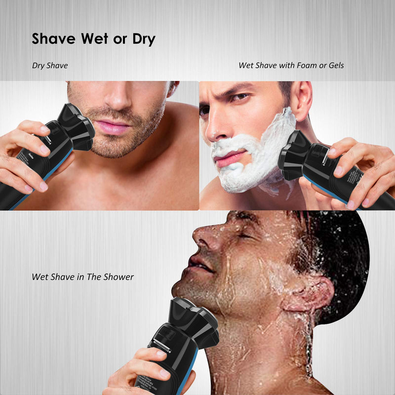 [Australia] - Electric Razor for Men, Wet & Dry Electric Shaver with Beard Trimmer, Rechargeable, Waterproof, LCD Display, Men's 3D Rotary Shavers Electric Shaving Razors Cordless 