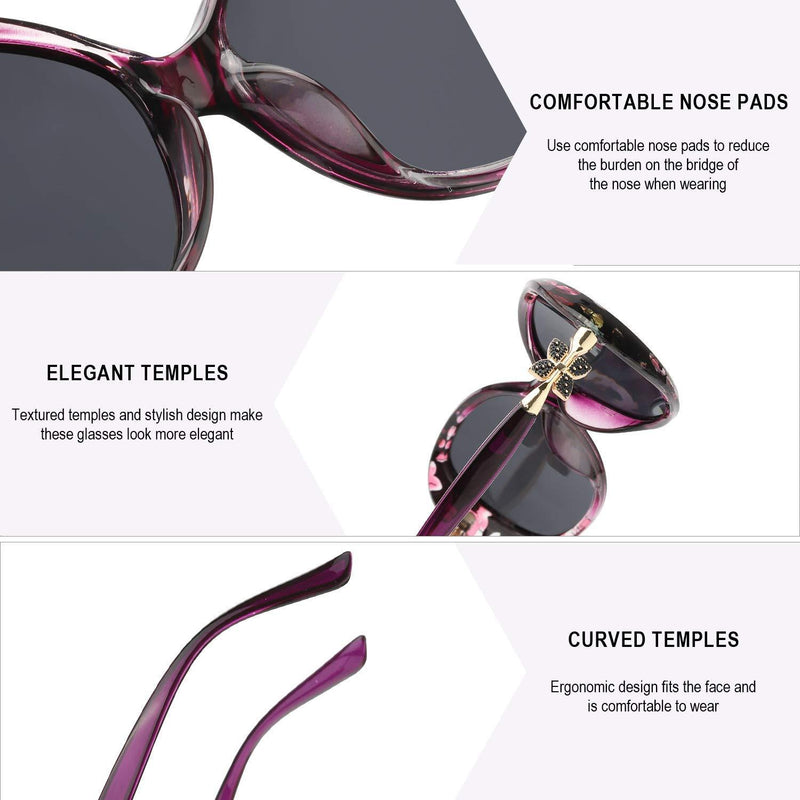 [Australia] - Myiaur Women's Polarized Sunglasses, Fashion Ladies Sunglasses for Driving/Fishing/Shopping, 100% UV Protection Purple Frame/Polarized Gray Lens 