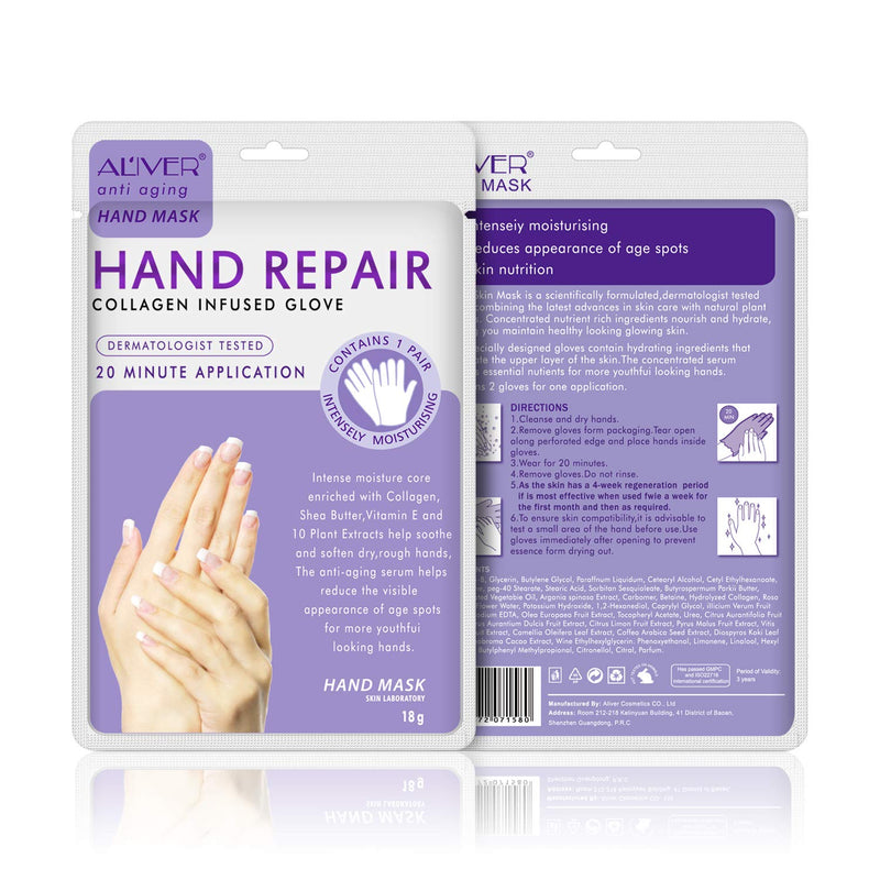 [Australia] - 3 Pairs Hands Moisturizing Gloves,Moisturizing Hand Mask that Enriched with Collagen,Hand Skin Repair Renew Mask w/Infused Collagen,Moisture Enhancing Gloves For Dry,Aging,Cracked Hands Women or Men 