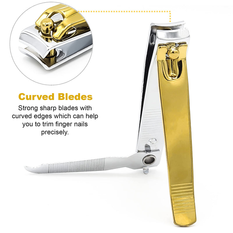 [Australia] - Nail Clippers Nail Cutter 2PCs Set Stainless Steel Fingernails Toenails Clippers for Men Women Sturdy Nail Clipping Kit (Gold) Gold 