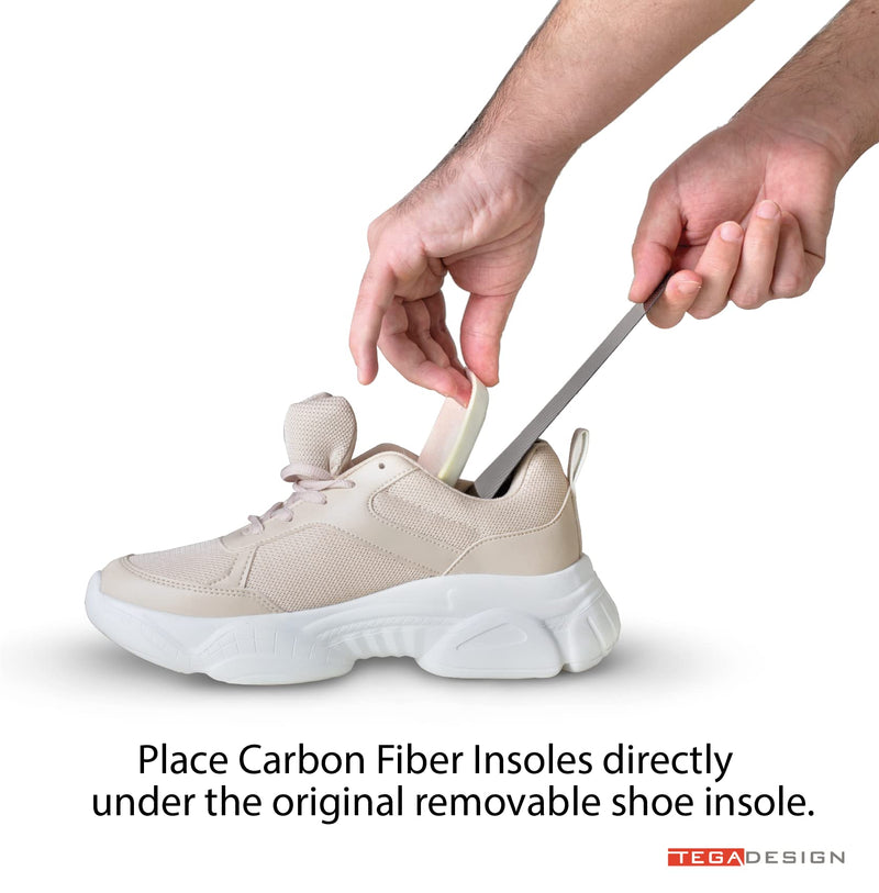 [Australia] - TEGA Carbon Fiber Insole (1 Pair) - for Turf Toe, Foot Fractures, Hallux Rigidus and Limitus - Rigid Shoe Insert for Sports, Hiking, Trekking, Basketball, Running - Alternative to Post Op Shoe 235 mm - Women's Size 8-8.5, Men's 7-7.5 