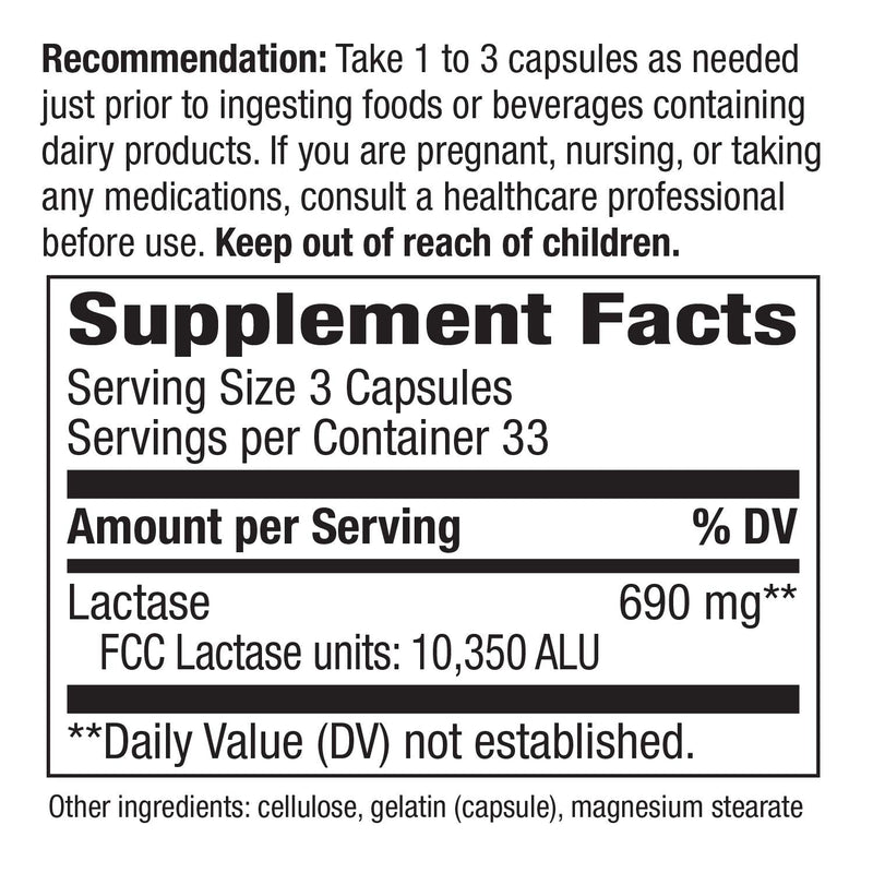 [Australia] - Nature's Way Lactase Formula, Enzyme Active, 100 Capsules 100 Count (Pack of 1) 