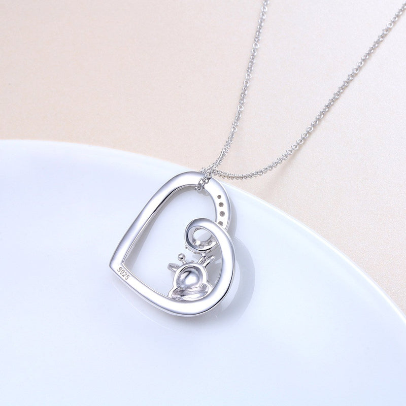 [Australia] - 925 Sterling Silver Cute Animal Heart Pendant Necklace with Words Engraved, Chain 18 inch Women Girls Birthday Gift Jewelry 02_Giraffe-Follow Your Heart 