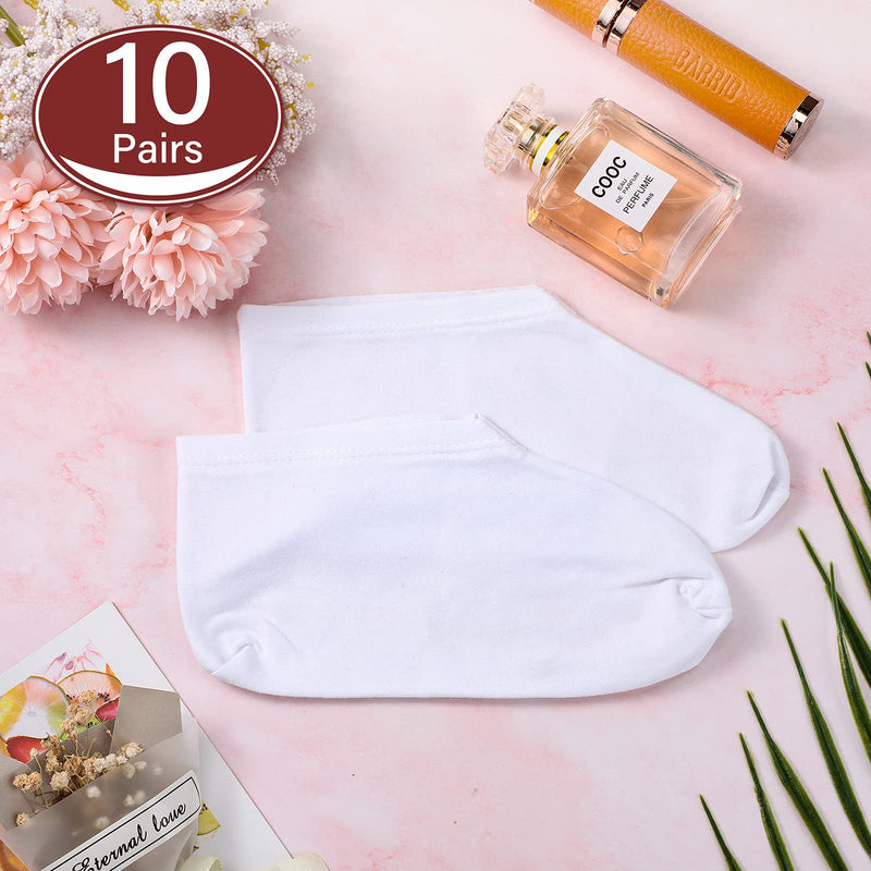 [Australia] - 10 Pairs Moisturizing Socks Overnight, Spa Socks for Dry Feet, Cotton Moisture Enhancing Socks, Cosmetic Moisturizing Socks for Women and Men, White 