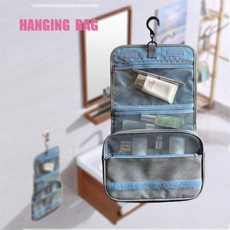 [Australia] - Hanging Travel Toiletry Bag , FABCOLL Cosmetic Makeup Organizer with PU Waterproof for Toiletries Accessories Ebony 