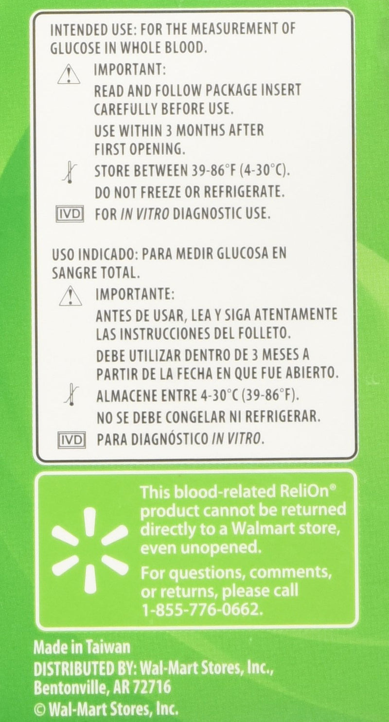 [Australia] - ReliOn Prime Blood Glucose Test Strips (50) 