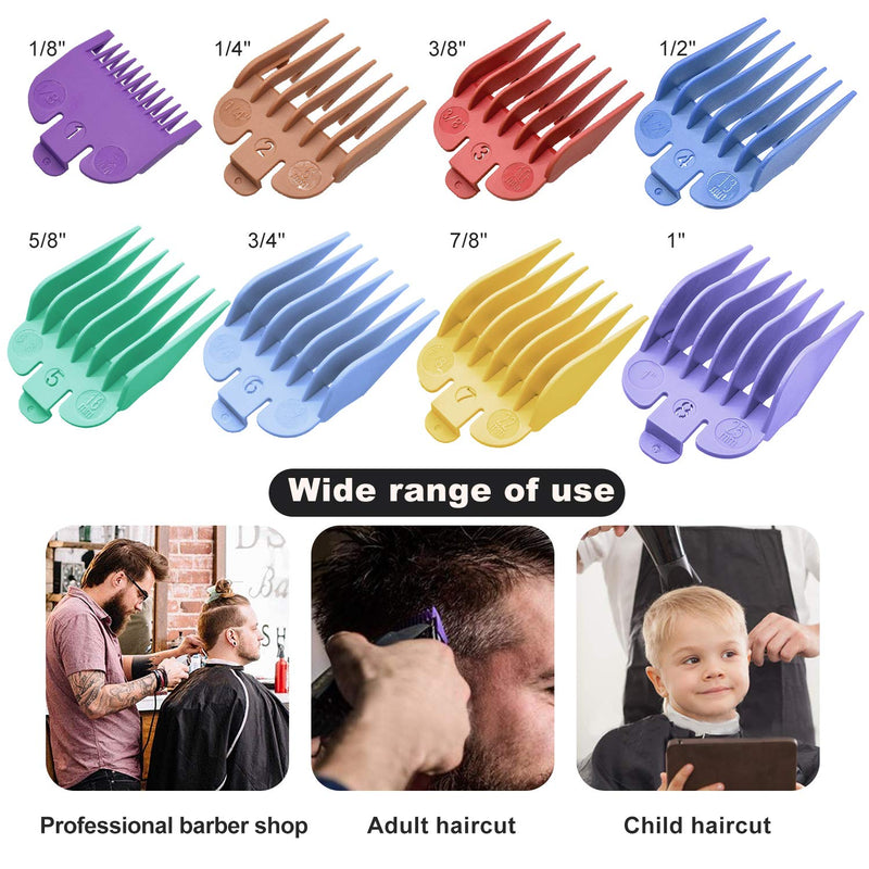 [Australia] - Professional Clipper Guards Guides Compatible with Most Wahl Clippers,8 Color Coded Hair Cutting Guides Combs #3170-400- 1/8 Inch to 1 Inch,with Organizer 
