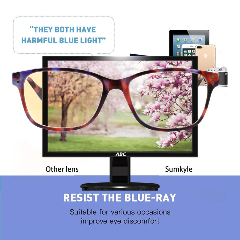 [Australia] - Computer Reading Glasses 3 Pack Blue Light Blocking Glasses Spring Hinge Fashion Readers for Women Men Multicolor 0.0 x 