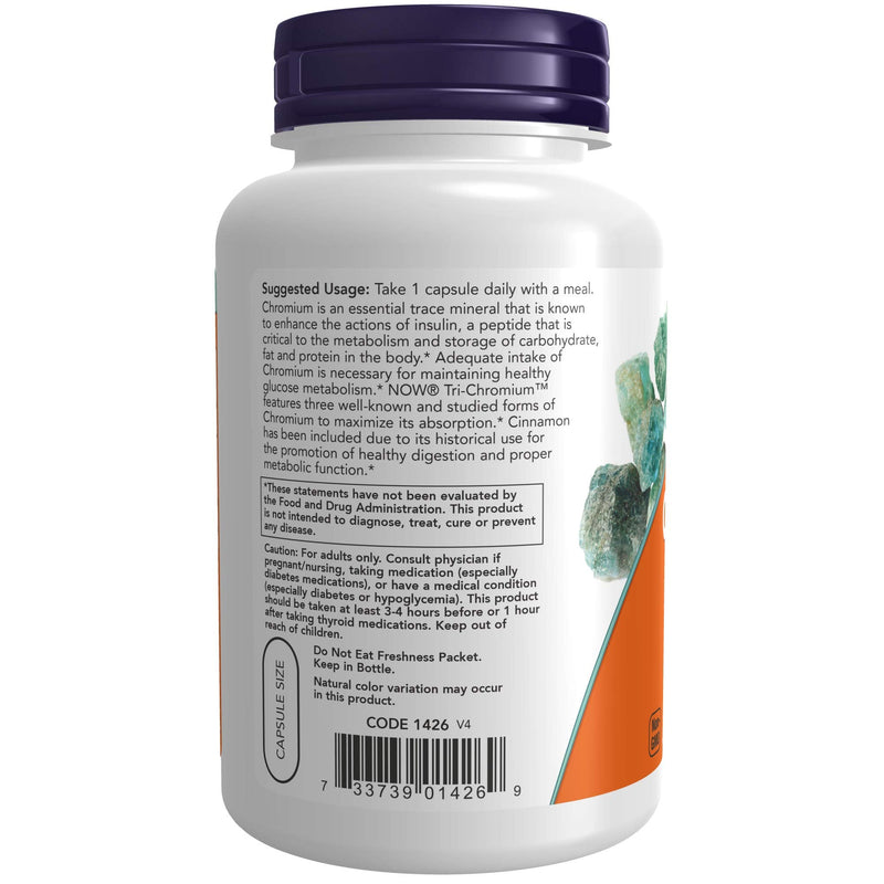 [Australia] - NOW Supplements, Tri-Chromium™ 500 mcg with Cinnamon, Insulin Co-Factor*, 180 Veg Capsules 180 Count (Pack of 1) 