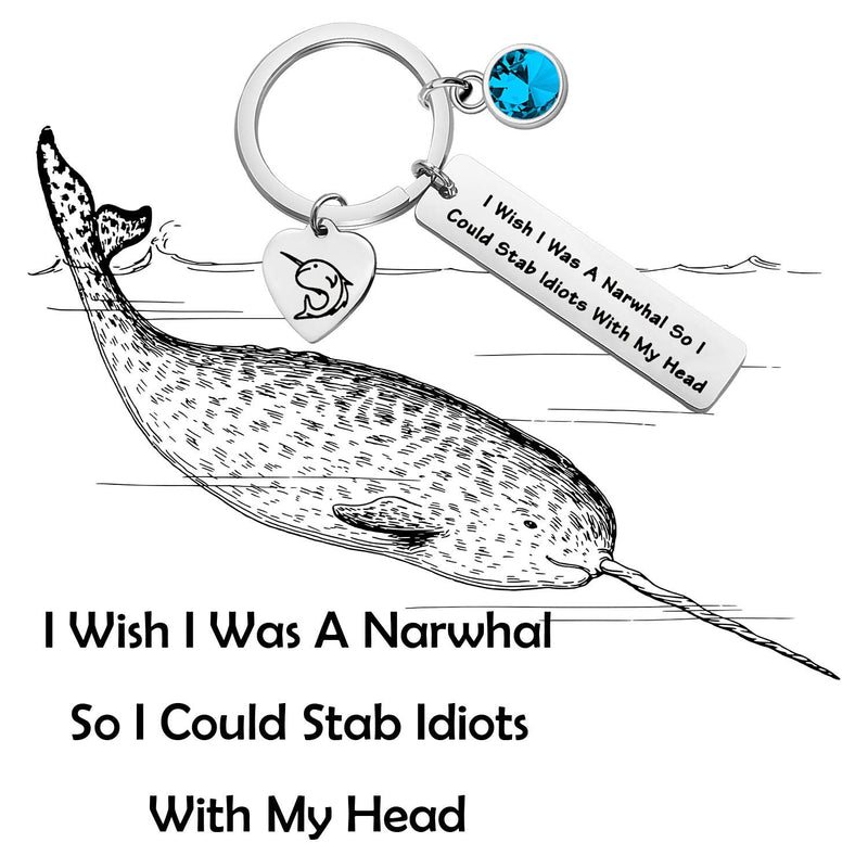 [Australia] - CYTING Narwhal Gift I Wish I was a Narwhal So I Could with My Head Narwhal Animal Keychain Sea Ocean Themed Party Gift for Narwhal Lover 