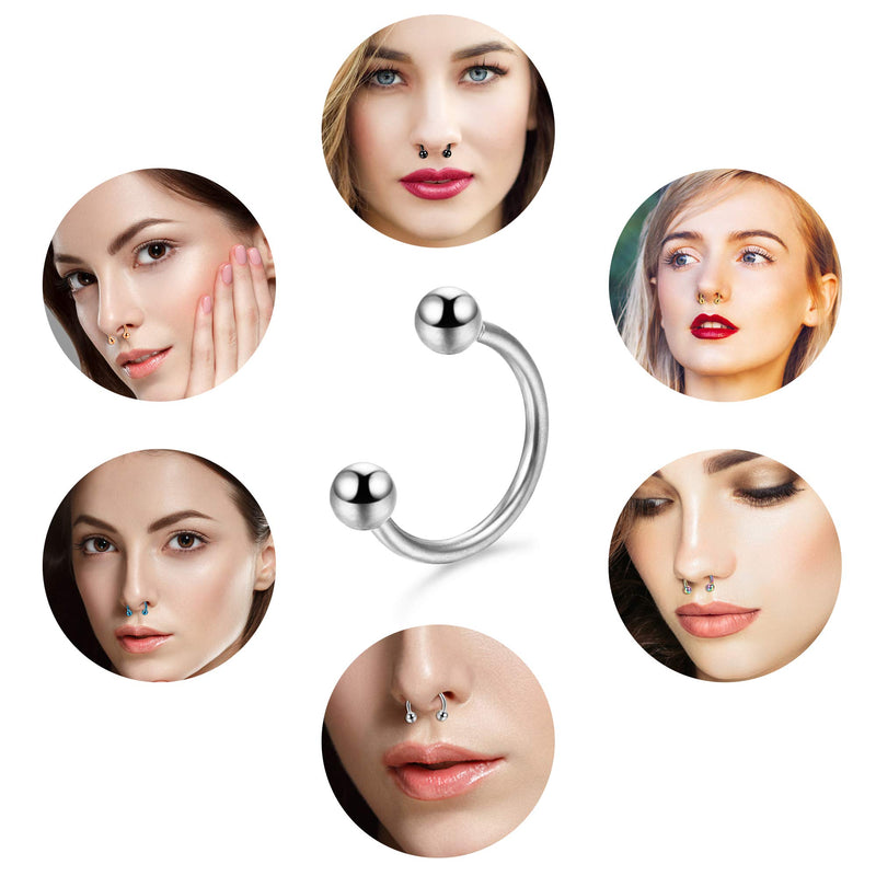 [Australia] - Drperfect 16G Stainless Steel Horseshoe Nose Septum Rings Piercing Jewelry Cartilage Helix Tragus Daith Earring Hoop Eyebrow Lip Horseshoe Piercing for Women Men 8mm 10mm Style 1 