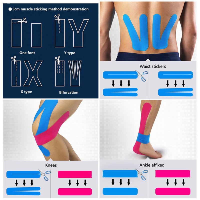 [Australia] - Kinesiology Tape 2 Rolls Combo Pack for Athletic Sports, Recovery and Physiotherapy Free, Waterproof, Uncut, 2-Inch x 16.4-Feet Black Pink 