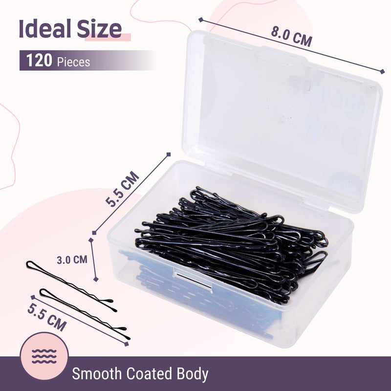 [Australia] - DooGrips 120 Pcs Black Bobby Pins for Thick Hair - Rustproof Black Hair Pins - Anti Slip Hair Grips for Women Fine Hair - Our Bobby Pins Black Do Not Lose Their Shape 