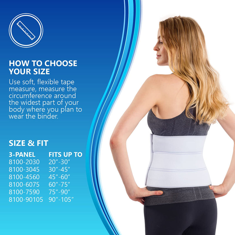 [Australia] - NYOrtho Abdominal Binder Lower Waist Support Belt - Compression Wrap for Men and Women (90" - 105") 3 Panel - 9" 3 Panel - 9" High 90-105 Inch (Pack of 1) 