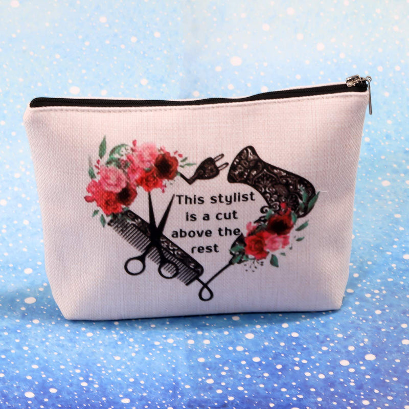 [Australia] - G2TUP Hairdresser Cosmetologist Gift for Hair Stylist Women Cosmetic Bag Barber Floral Pouch This Stylist is a Cut Above the Rest (Hair Stylist) 