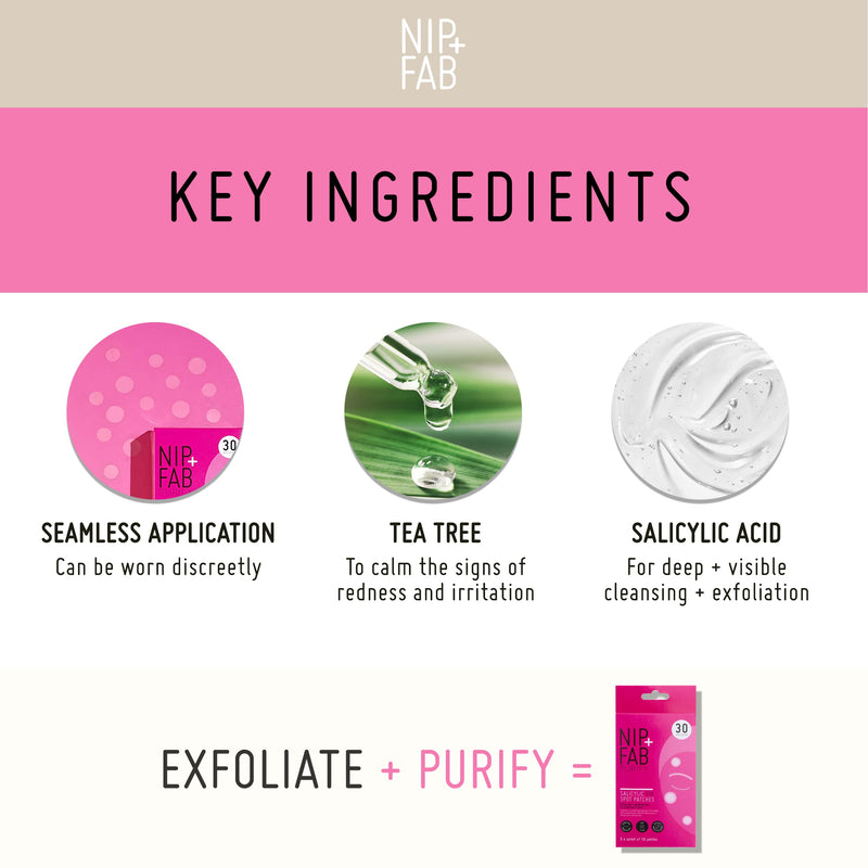 [Australia] - Nip + Fab Salicylic Acid Fix Spot Patches for Face with Tea Tree Blemishes Dark Spots Patch, 30 Count 