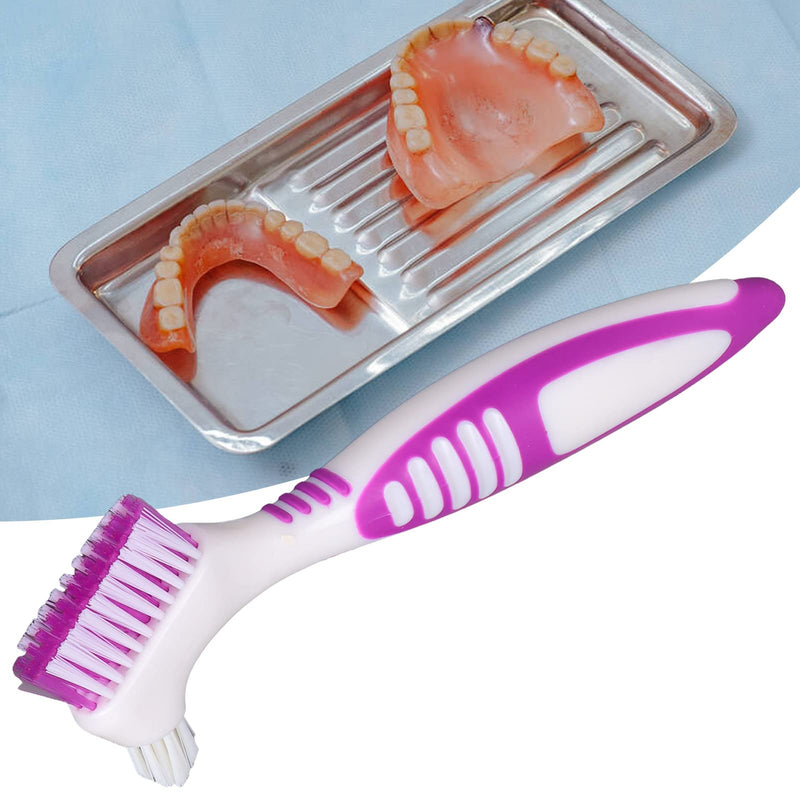 [Australia] - Denture Brush, False Teeth Cleaning Brush Extend Denture Long Lasting Plastic Safe on Both Sides for False Teeth Cleaning 