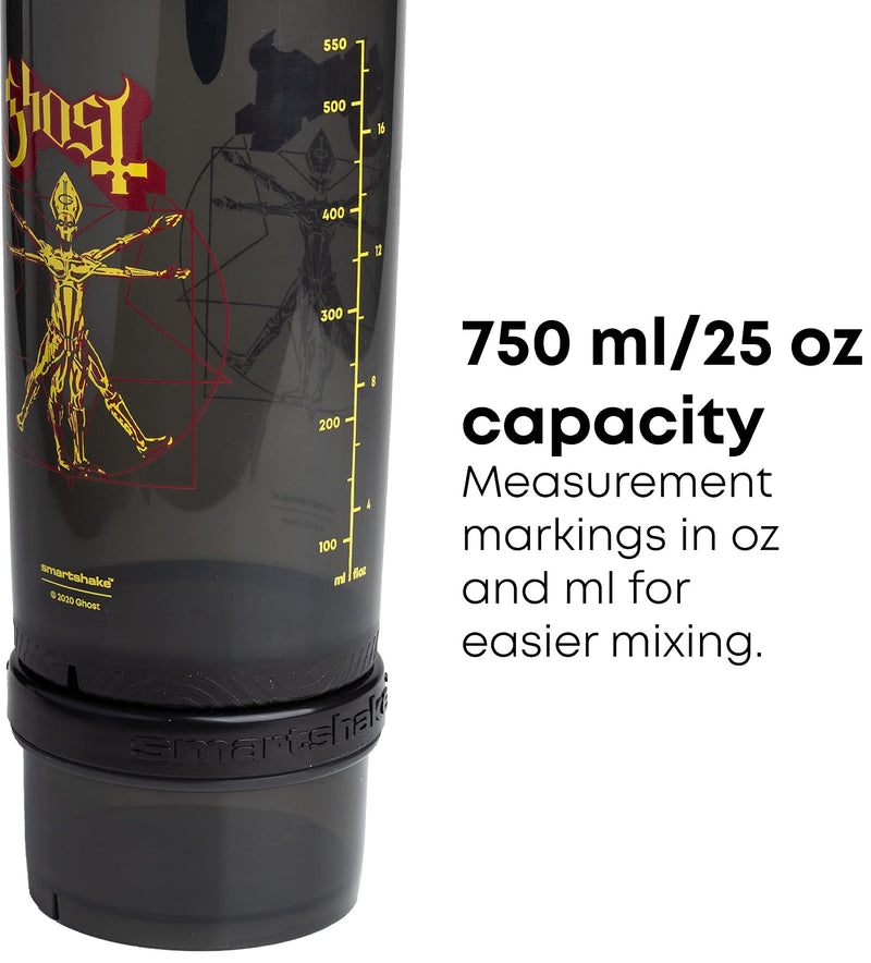[Australia] - Smartshake Revive Ghost Protein Shaker With Storage – 750ml BPA Free Protein Shakes Bottle for Protein Powder Leakproof Shaker Cup 
