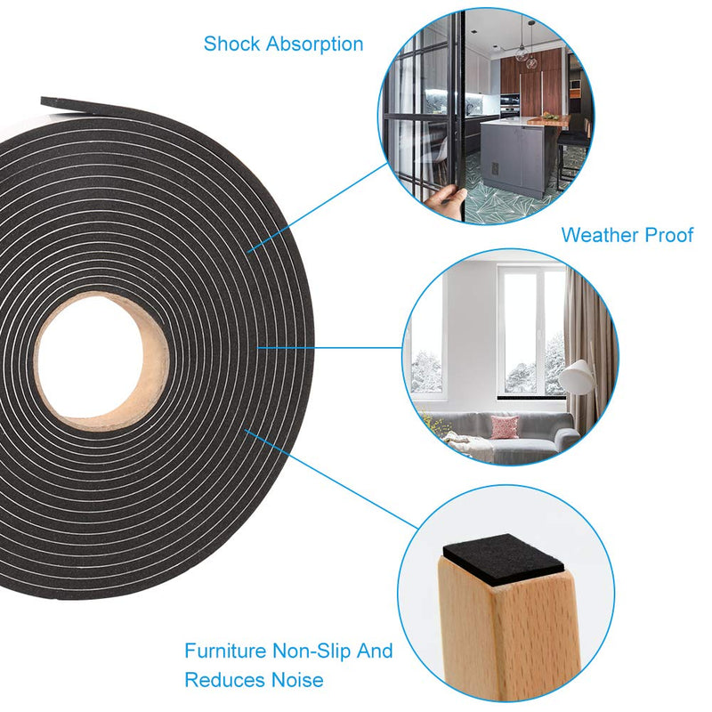 [Australia] - Foam Tape Weather Stripping Window Seal,1"Wx1/8"T High Density Seal Strip,Adhesive Closed Cell Weather Strip(Total 30FT,Black) 1"W x 1/8"T x 30FT 