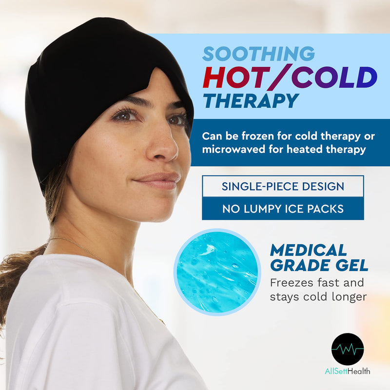 [Australia] - Form Fitting Migraine Relief Ice Head Wrap | Headache and Migraine Hat | Hot and Cold Therapy for Puffy Eyes, Tension, Sinus and Stress Relief 1 Count (Pack of 1) 