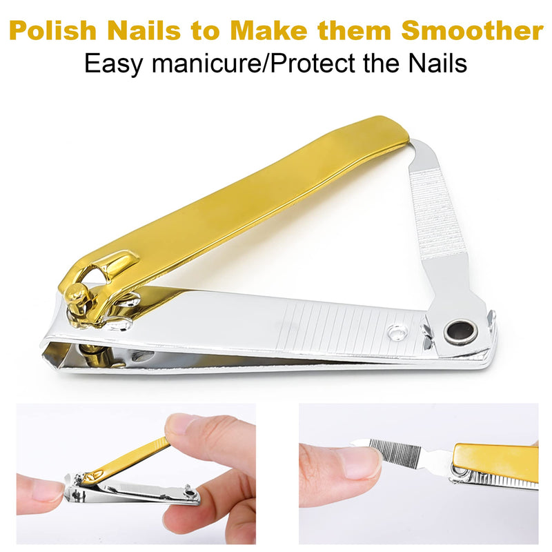 [Australia] - Nail Clippers Nail Cutter 2PCs Set Stainless Steel Fingernails Toenails Clippers for Men Women Sturdy Nail Clipping Kit (Gold) Gold 
