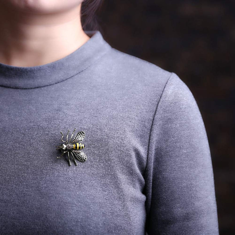 [Australia] - N-A 4 Pieces Insect Bee Brooch Pin Set for Women, Crystal Enamel Insect Animal Brooches Pins Vintage Jewelry Set of 4 