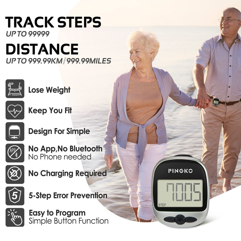 [Australia] - PINGKO Track Steps Multi-Function Portable Sport Pedometers Step/Distance/Calories Counter Fitness Tracker - Black 