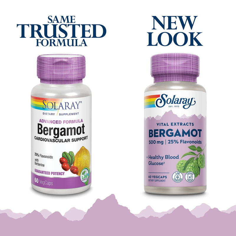 [Australia] - Solaray Advanced Formula Bergamot Cardiovascular Support 500mg | with Berberine and 25% Flavonoids | Non-GMO, Vegan | 60 Vegcaps, 30 Serv. 