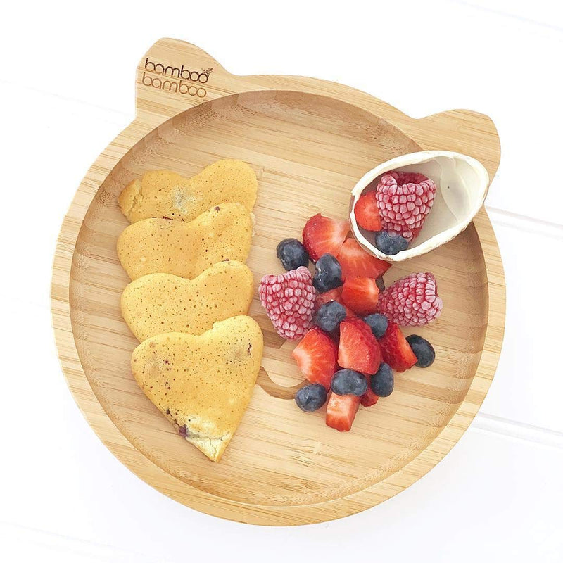 [Australia] - bamboo bamboo ® Baby Plate– Kids and Toddler Suction Cup Bamboo Plate for Babies | Non-Toxic | Cool to The Touch | Ideal for Baby-Led Weaning (Panda, Blue) 