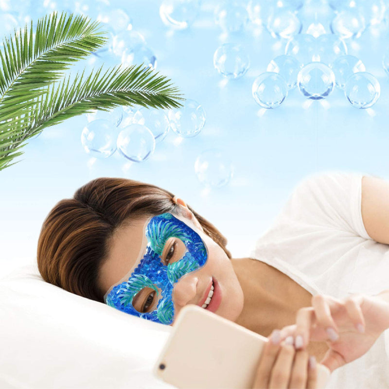 [Australia] - Cooling Eye Mask Reusable Gel Eye Mask for Puffiness, Cold Eye Mask Eye Ice Mask Pack for Dry Eyes,Puffy Eyes, Dark Circles,Headache, Migraine, Stress Relief (Leaves) Leaves 