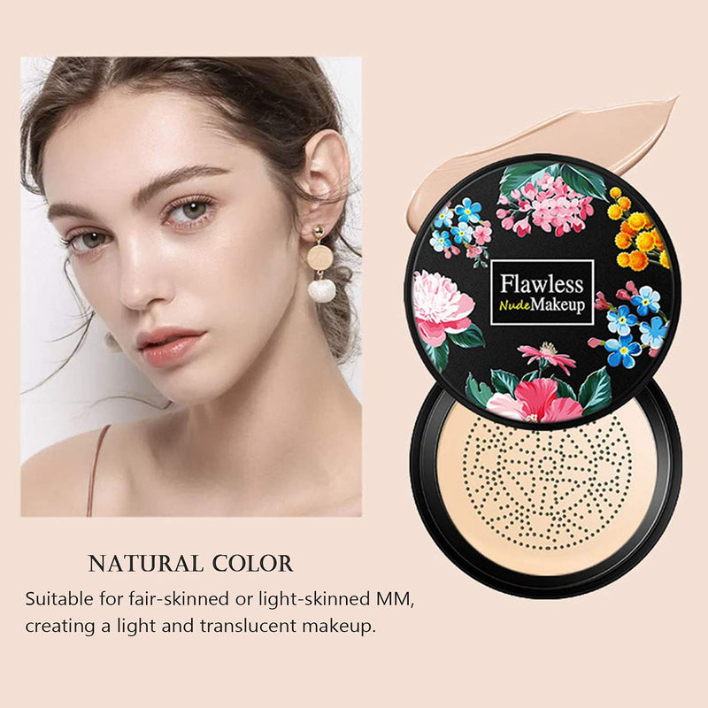 [Australia] - Miniling Air Cushion CC Cream Mushroom Head, Naturally Nude Makeup Concealer, Mushroom Head Moisturizing Concealer Air Cushion BB Cream Even Skin Tone Makeup Base Primer, Easy to Apply (Natural Color) 