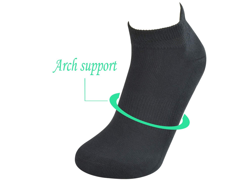[Australia] - Yomandamor Mens Cotton Diabetic Low Cut Socks with Seamless Toe,5 Pairs 9-11 5 Pairs Black 
