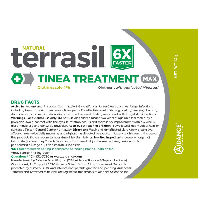 [Australia] - terrasil Tinea Treatment MAX - 6X Faster Relief, Patented Natural Therapeutic Anti-fungal Ointment for Tinea Relieves itching, Discoloration, Irritation, discomfort - 14gm 