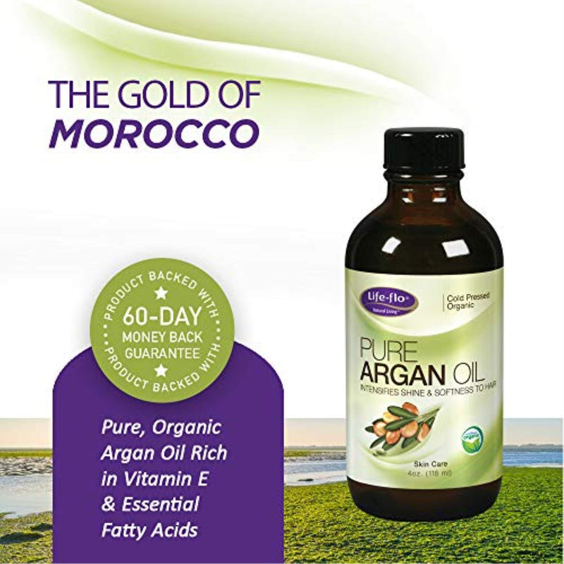 [Australia] - Life-flo Pure Argan Oil | Organic and Cold Pressed | Intensify Hair Shine and Softness & Minimize Split Ends | Skin Moisturizer | 4 oz 