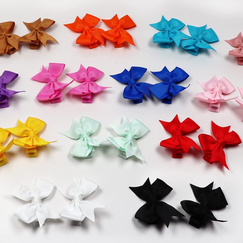 [Australia] - 40Pieces Baby Girls Clips 2" Mini Hair Bow Grosgrain Ribbon Hair Bows with Fully Ribbon Lined Alligator Clips for Baby Girls Infant Toddlers Kids 20 Colors in Pairs 