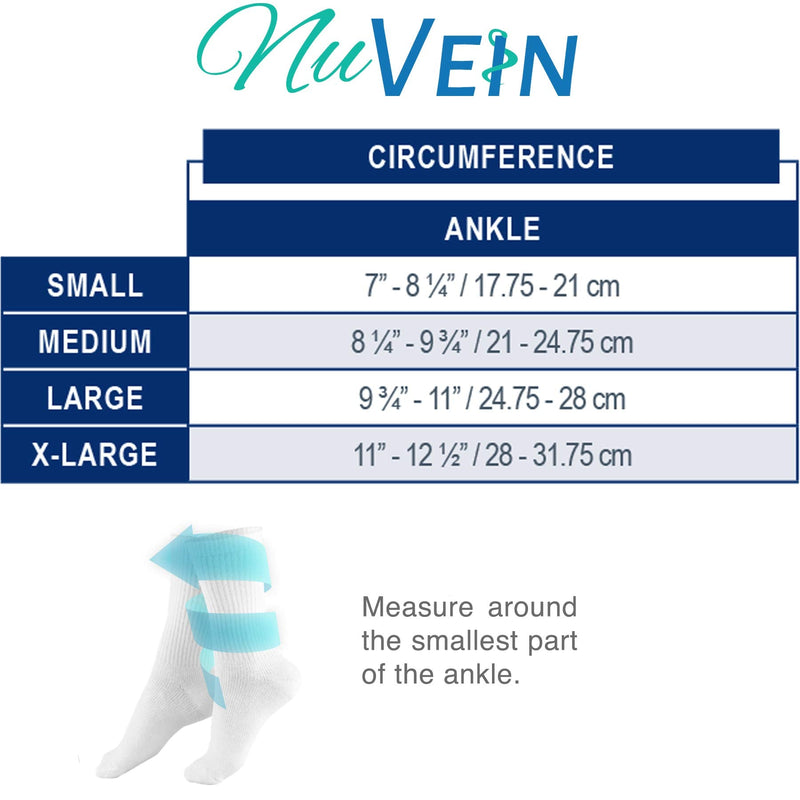 [Australia] - NuVein 15-20 mmHg Medical Compression Socks, Mid Calf Crew Length, Padded Cushion Foot, White, Large Large (1 Pair) 