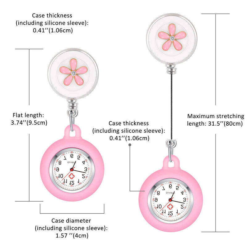 [Australia] - 4 Pieces Nurse Watch for Nurses Doctors, Clip-on Hanging Lapel Nurse Watch Silicone Cover Brooch Fob Pocket Watch Badge Reel Retractable Digital Watch 